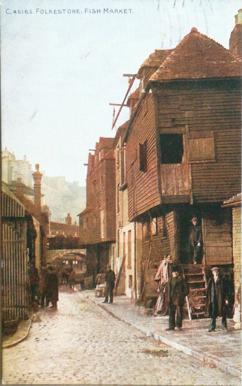 Folkestone Fish Market, postcard sent 1918