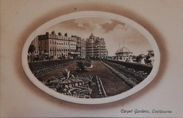 Vintage postcard of the Carpet Gardens, Eastbourne