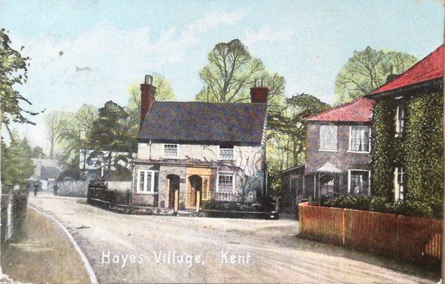 Vintage postcard of Hayes Village, Kent. 