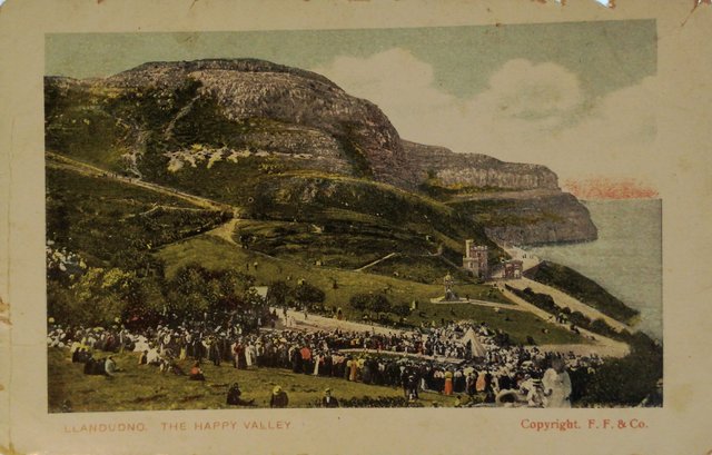 Llandudno, The Happy Valley, Conwy, Wales, vintage postcard