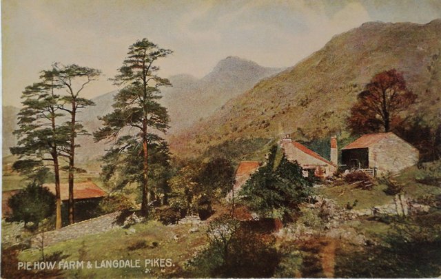 Pie How Farm, Langdale Pikes, Cumbria, old postcard
