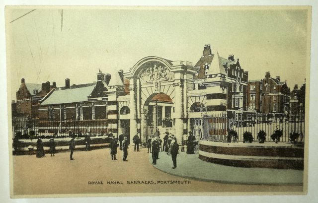 Royal Naval Barracks, Portsmouth, old postcard
