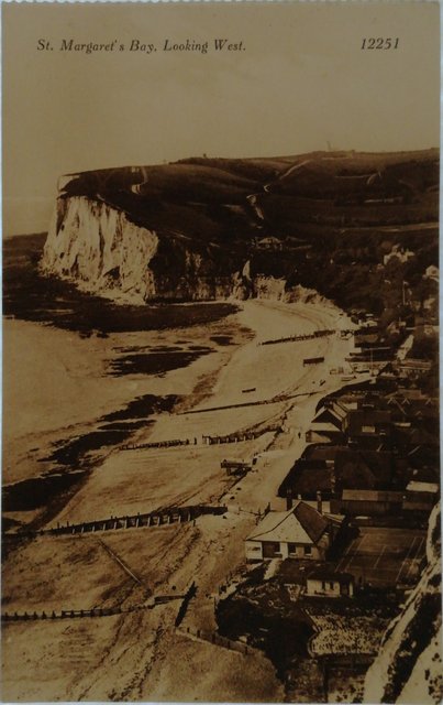 Old postcard of St Margaret's Bay, Kent. Looking west.